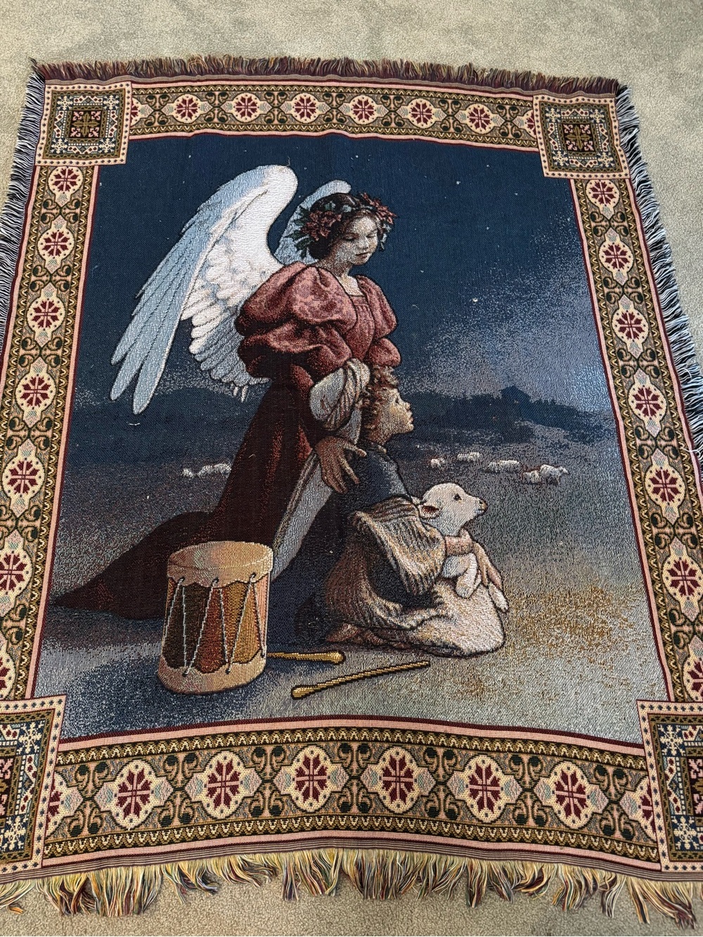 American Weavers Christmas Little Drummer Boy Angel Throw Blanket Religious